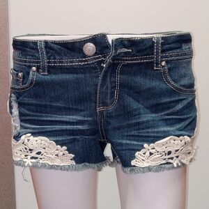 Denim Lace Trim Women's Shorts